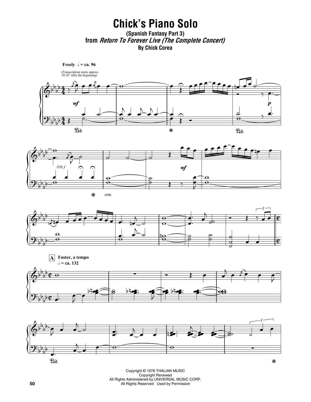 Product picture to: Chick's Piano Solo (Spanish Fantasy Part 3)