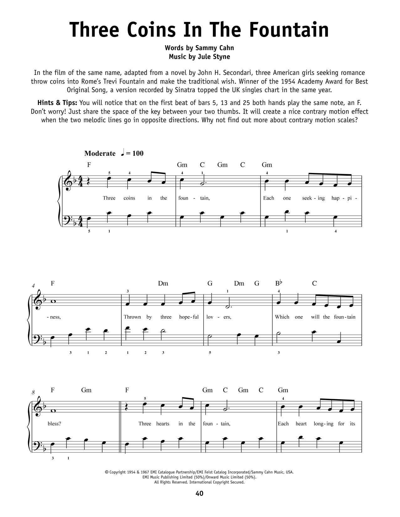 Produktgalerie: Seite 1 von 1 Three Coins In The Fountain, Frank Sinatra, Klavier
