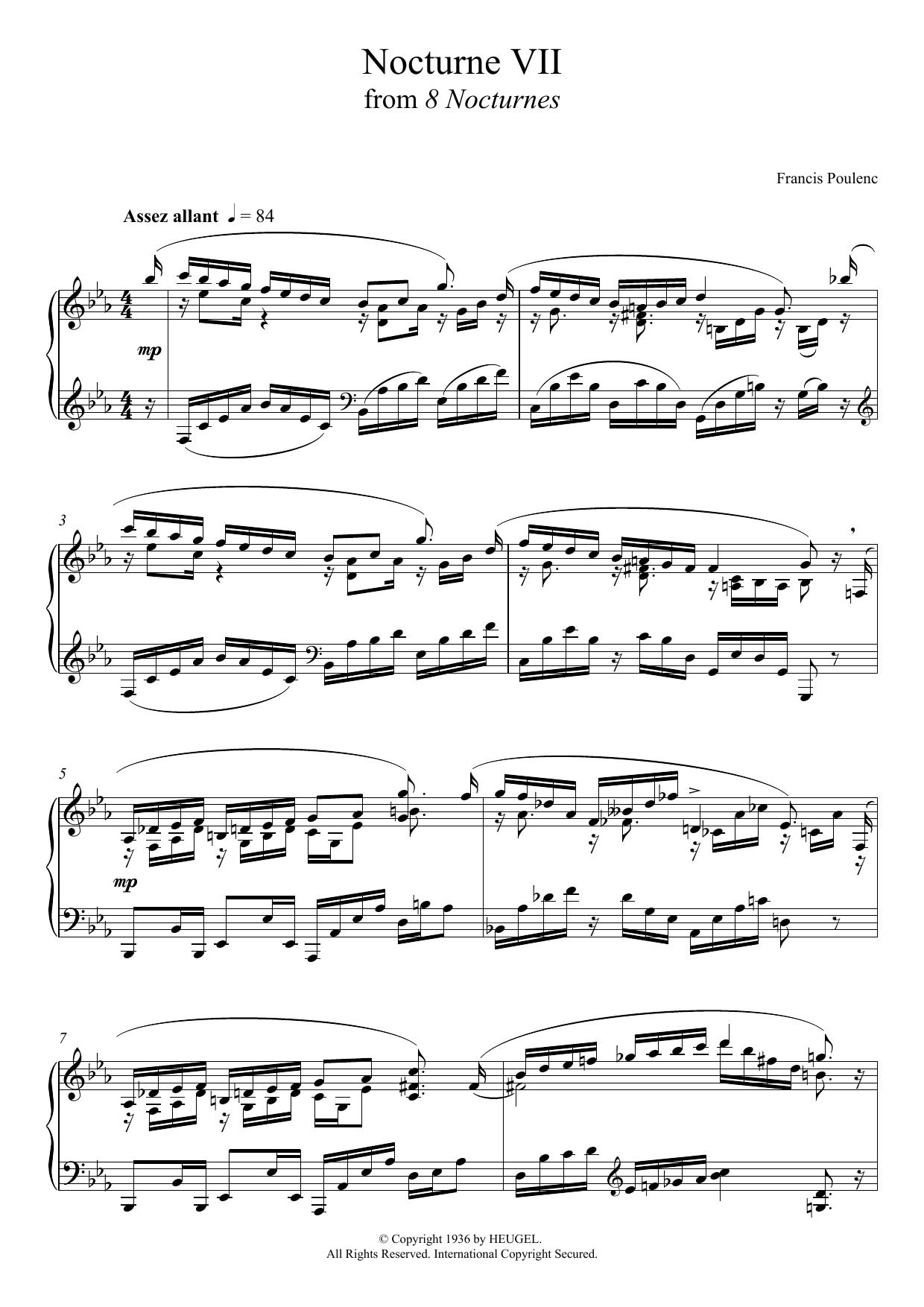 Product gallery: Page 1 of 1 8 Nocturnes - VII. (Assez Allant), Francis Poulenc