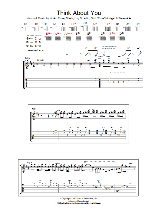 Produktgalerie: Seite 1 von 1 Think About You, Guns N' Roses, Gitarre