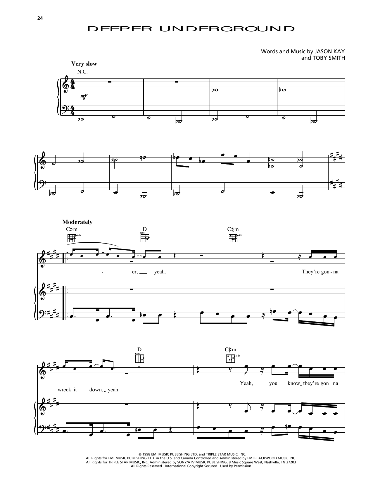 Produktgalerie: Seite 1 von 1 Deeper Underground (from Godzilla), Jamiroquai, Gesang, Gitarre, Klavier