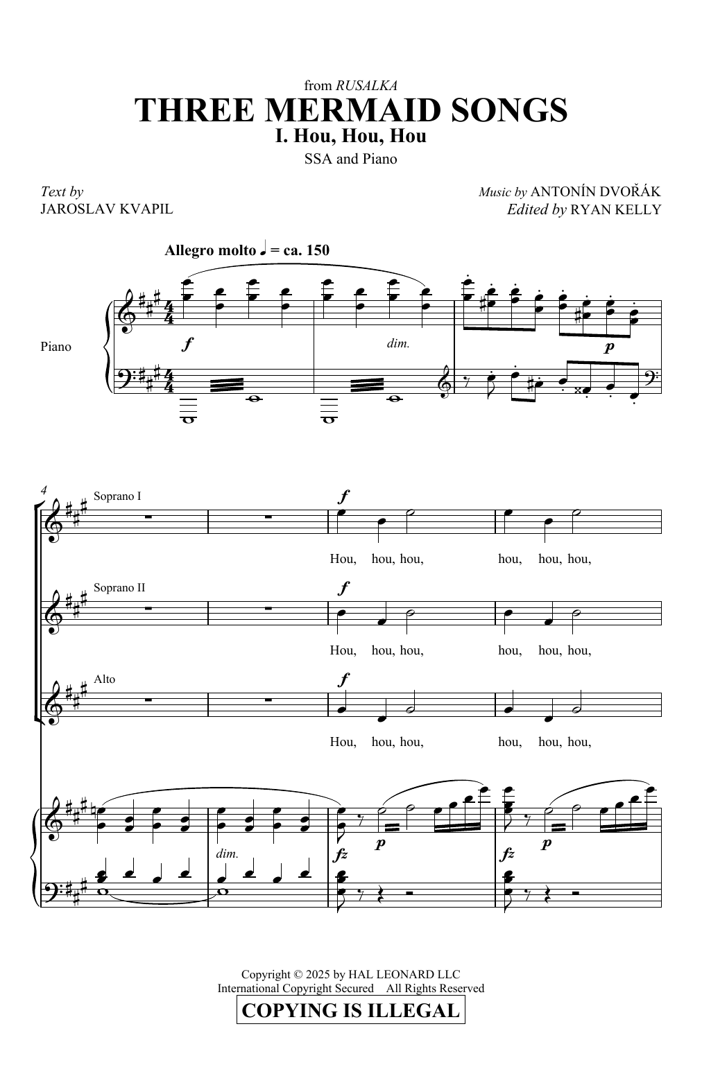 Produktgalerie: Seite 1 von 1 Three Mermaid Songs (from Rusalka), Antonín Dvorák, Chor