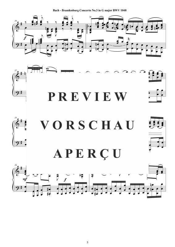 Product gallery: Page 6 of 11 Brandenburg Concerto No. 3 in G major BWV 1048, , Solo Piano
