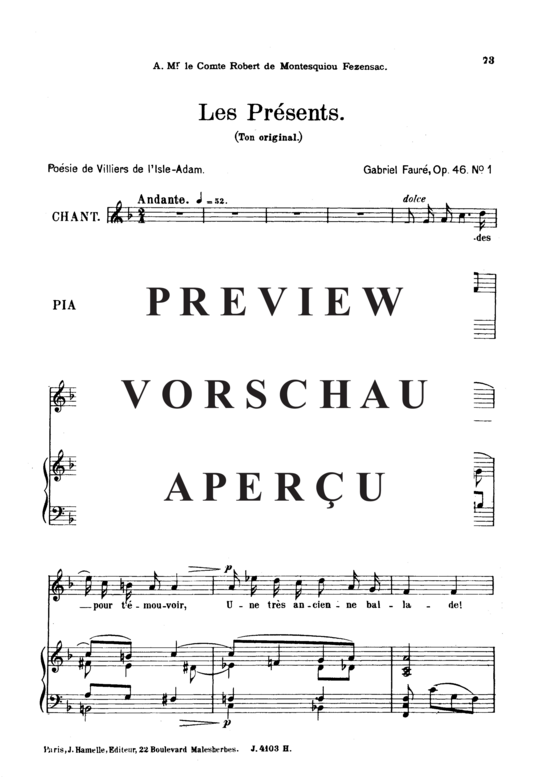 gallery: Les présents Op.46 No.1 , , (Gesang hoch + Klavier)
