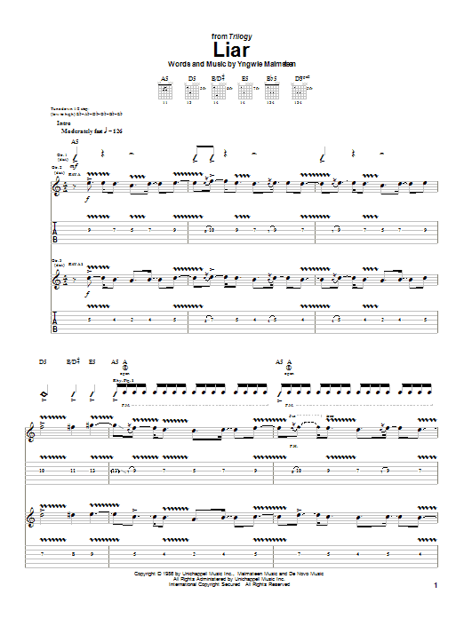 Produktgalerie: Seite 1 von 1 Liar, Yngwie Malmsteen, Gitarre
