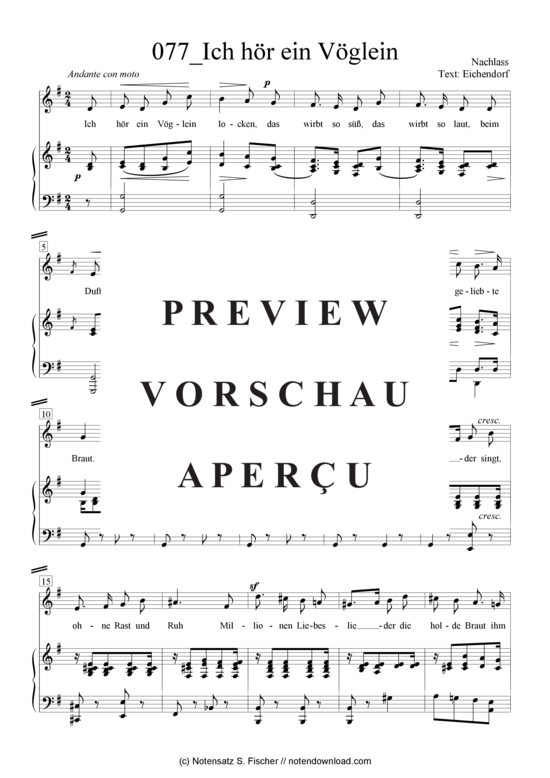 Product gallery: Page 2 of 4 Ich hör ein Vöglein , , Piano and Voice