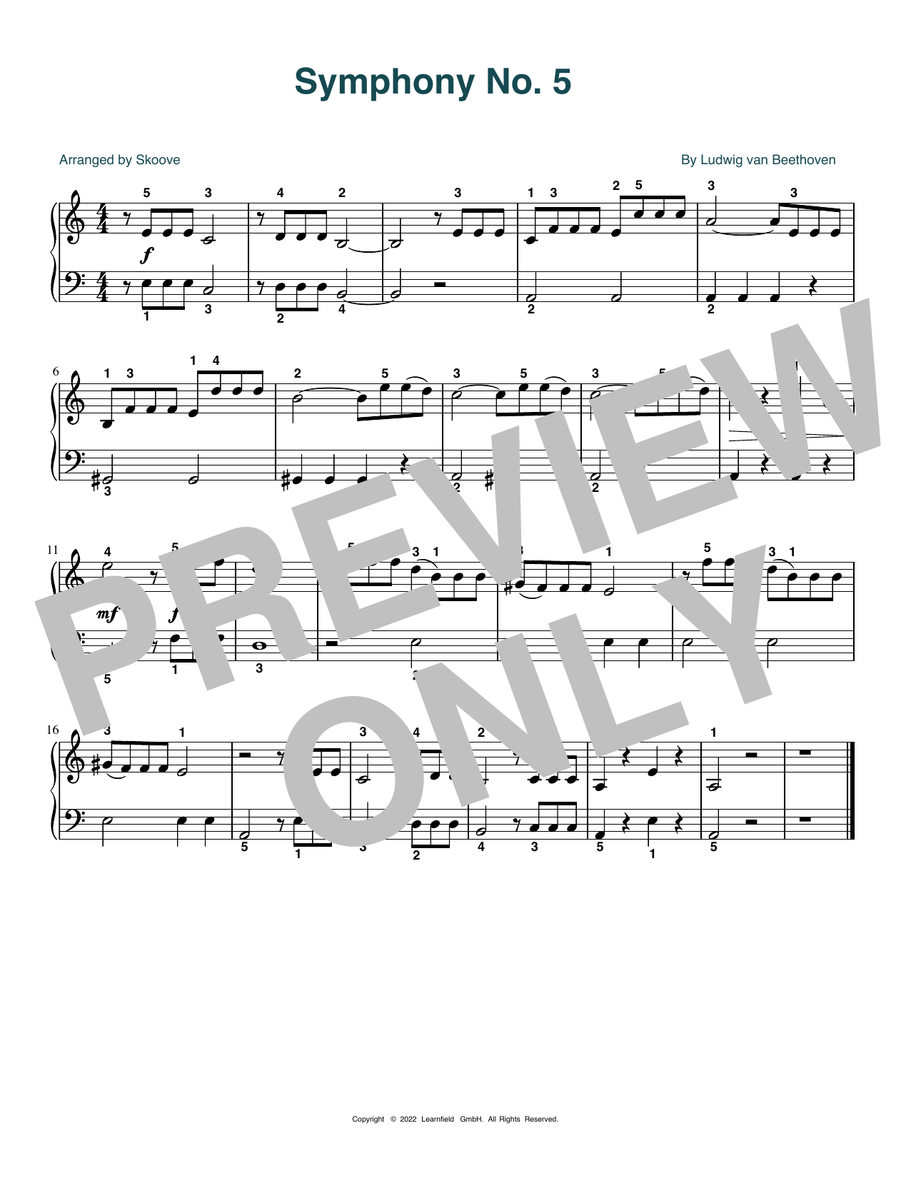 Produktbild zu: Symphony No. 5 (arr. Skoove)