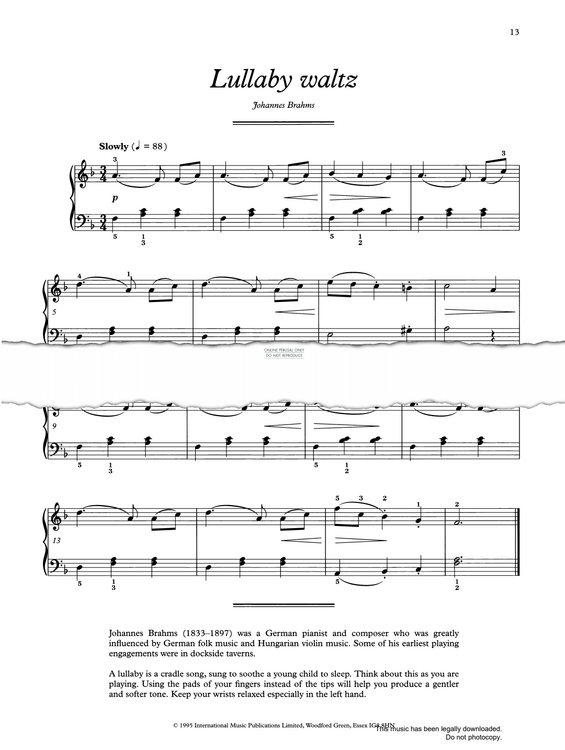 Produktgalerie: Seite 1 von 1 Lullaby Waltz, Johannes Brahms, Klavier