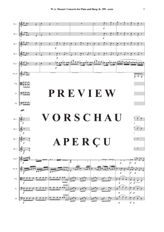 Product gallery: Page 6 of 21 Concerto for Flute and Harp, K. 292 , , (flute solo, harp solo + orchestra)