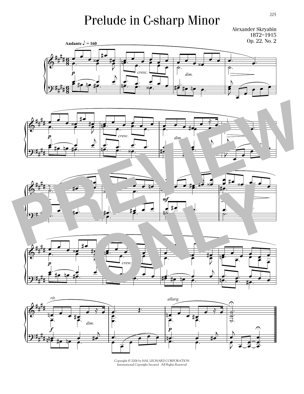 Produktbild zu: Prelude In C-Sharp Minor, Op. 22, No. 2