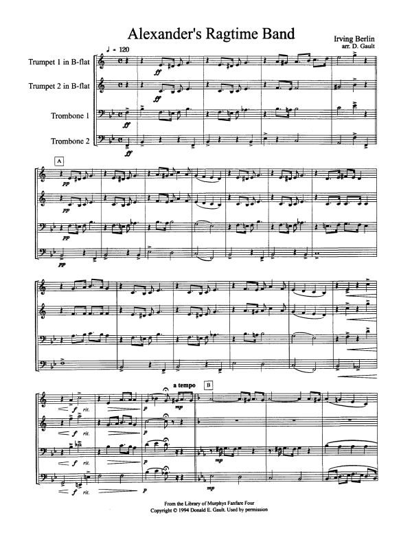 Produktgalerie: Seite 1 von 11 Alexander's Ragtime Band, , Blechbläserquartett