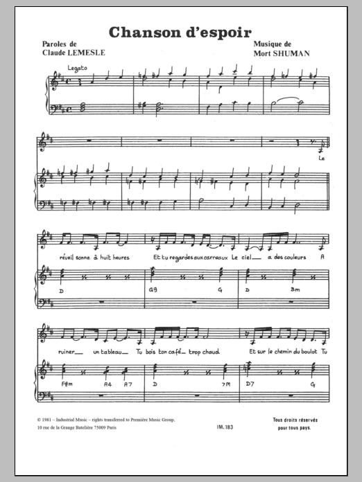 Produktbild zu: Chanson D'espoir