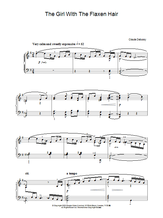 Product gallery: Page 1 of 1 The Girl With The Flaxen Hair, Claude Debussy