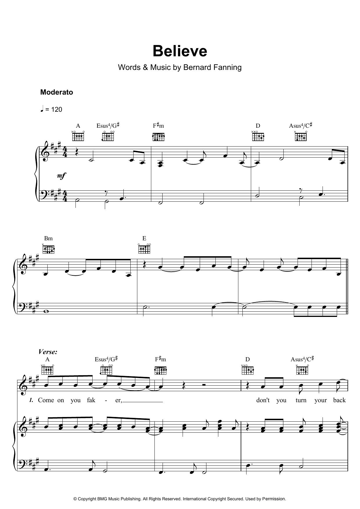 Produktgalerie: Seite 1 von 1 Believe, Bernard Fanning, Gesang, Gitarre, Klavier