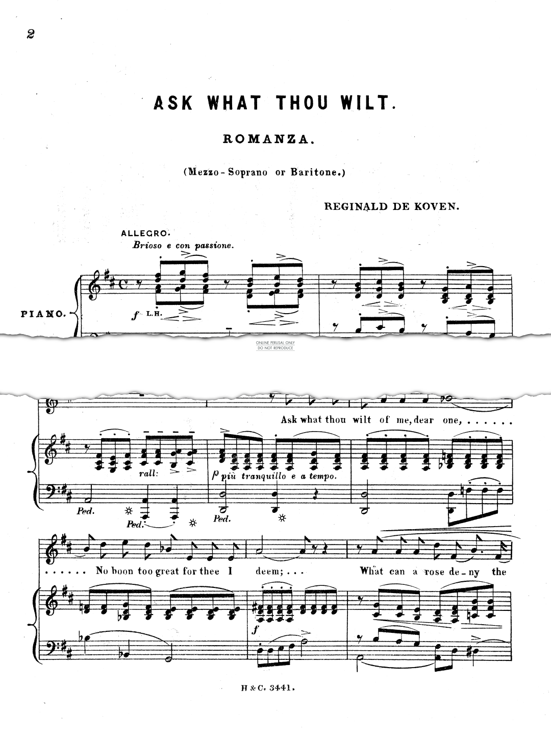 Produktgalerie: Seite 1 von 1 Ask What Thou Wilt, Reginald de Koven, Gesang, Klavier