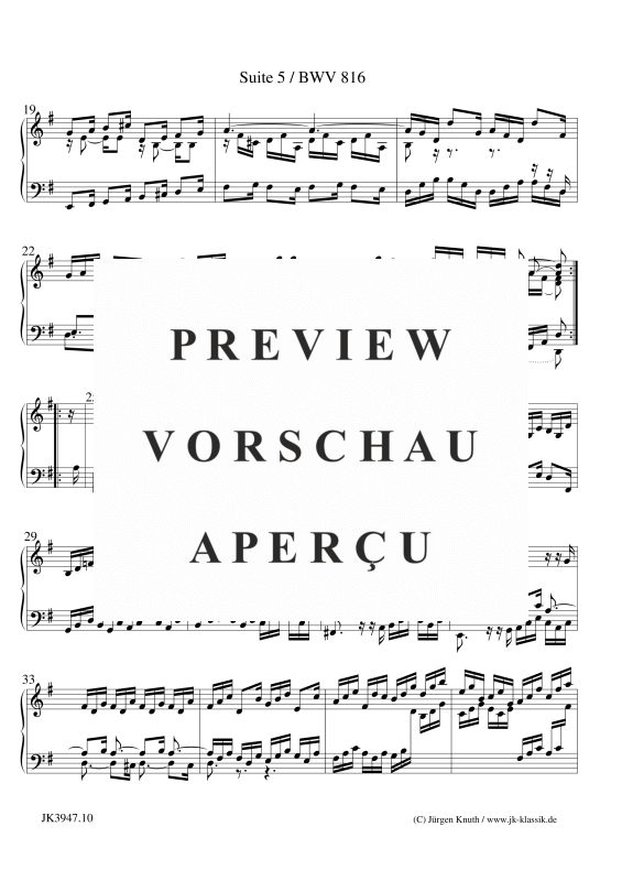 gallery: Suite 5 Französisch BWV 816 Fassung A, , (Klavier Solo)