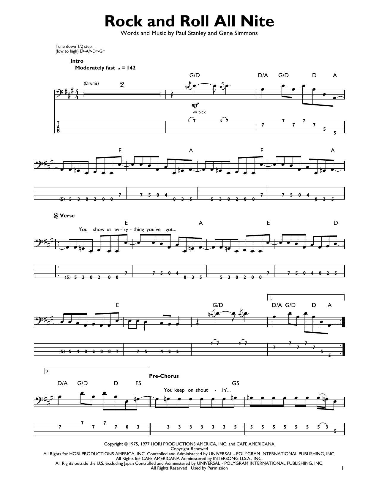 Produktgalerie: Seite 1 von 1 Rock And Roll All Nite, KISS, E-Bass, Gitarre