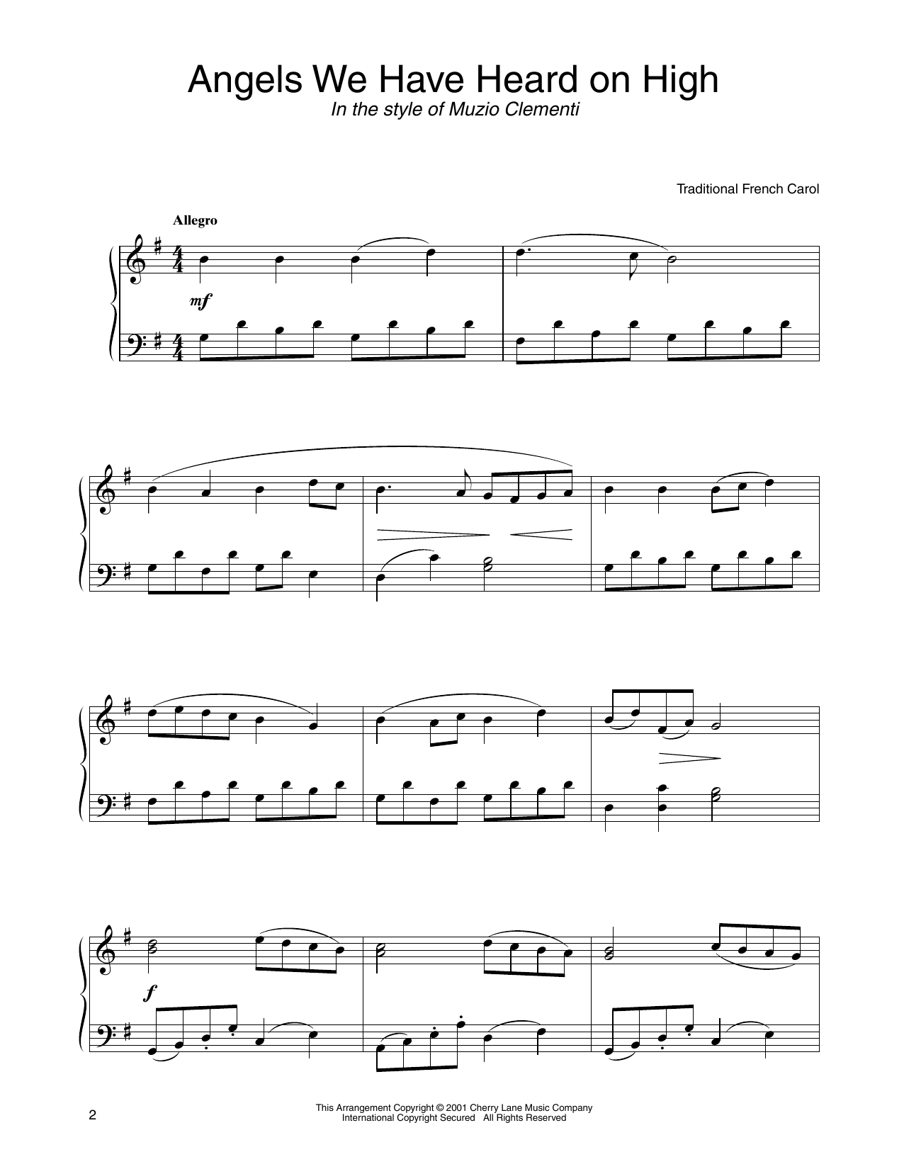 Product picture to: Angels We Have Heard On High (in the style of Clementi) (arr. Carol Klose)