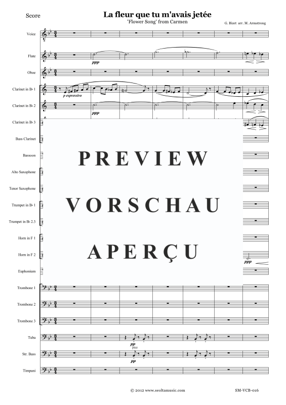 Produktgalerie: Seite 4 von 11 Blumenlied (aus Carmen), , Tenor Solo und Blasorchester