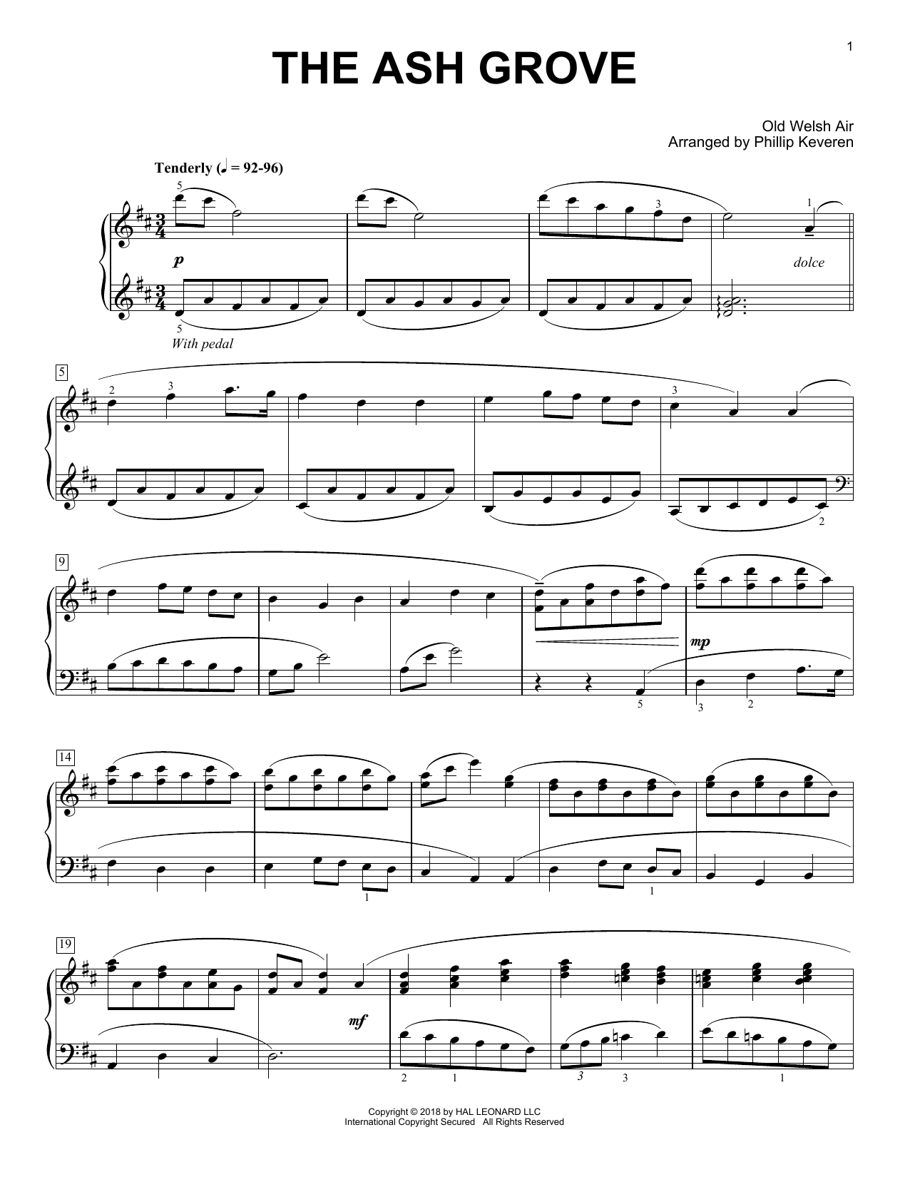Product gallery: Page 1 of 1 The Ash Grove [Classical version] (arr. Phillip Keveren), Old Welsh Air
