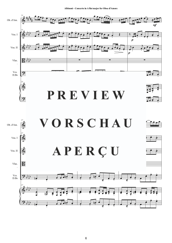 Product gallery: Page 7 of 11 Concerto in Ab-Dur Op.9, , Oboe D'Amore Solo, String Ensemble, and Harpsichord (Bc)