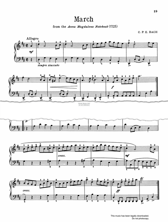 Produktgalerie: Seite 1 von 1 March (Anna Magdalena Notebook), Carl Philipp Emanuel Bach, Klavier