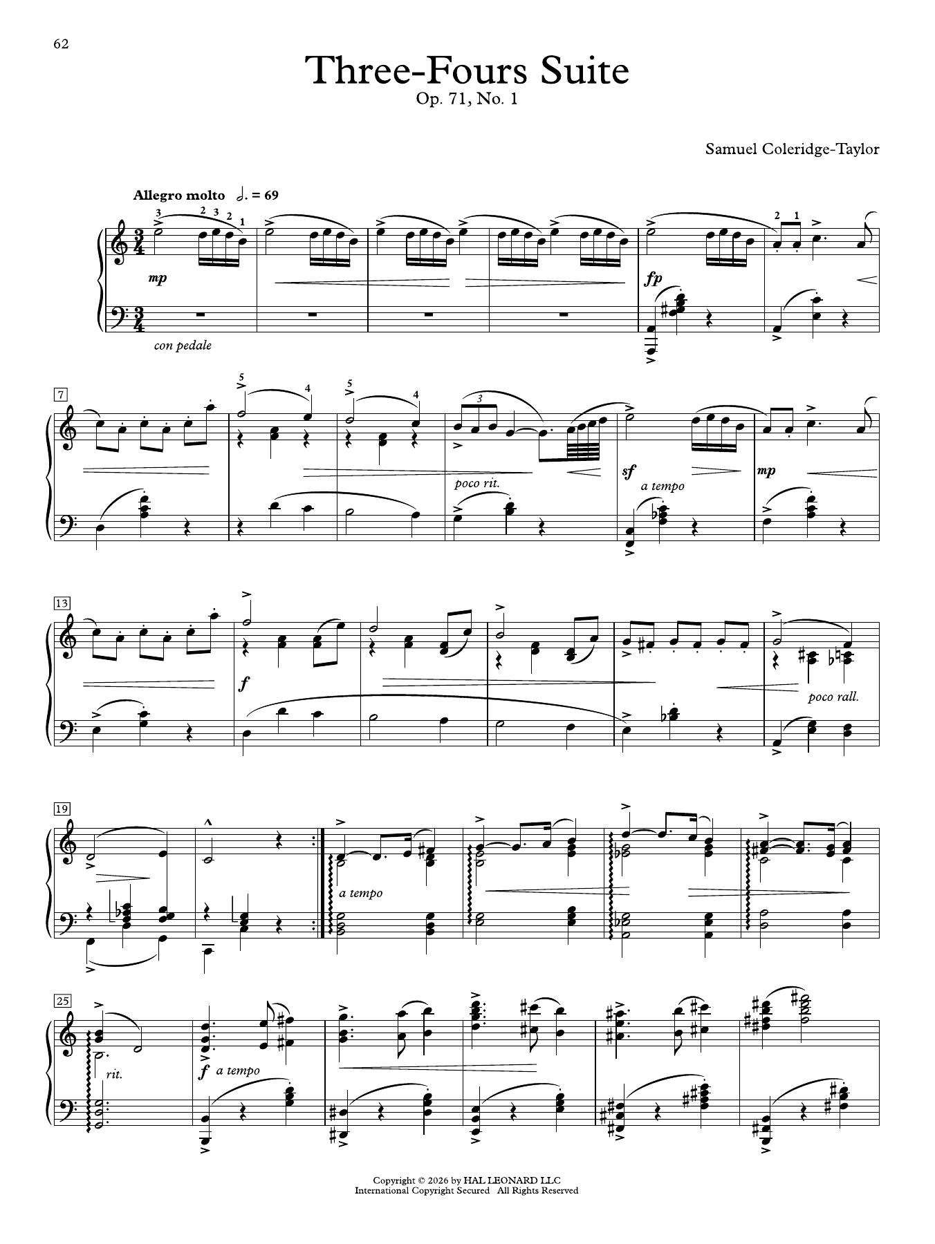 Produktgalerie: Seite 1 von 1 Three-Fours Suite (Op. 71 No. 1), Samuel Coleridge-Taylor, Klavier