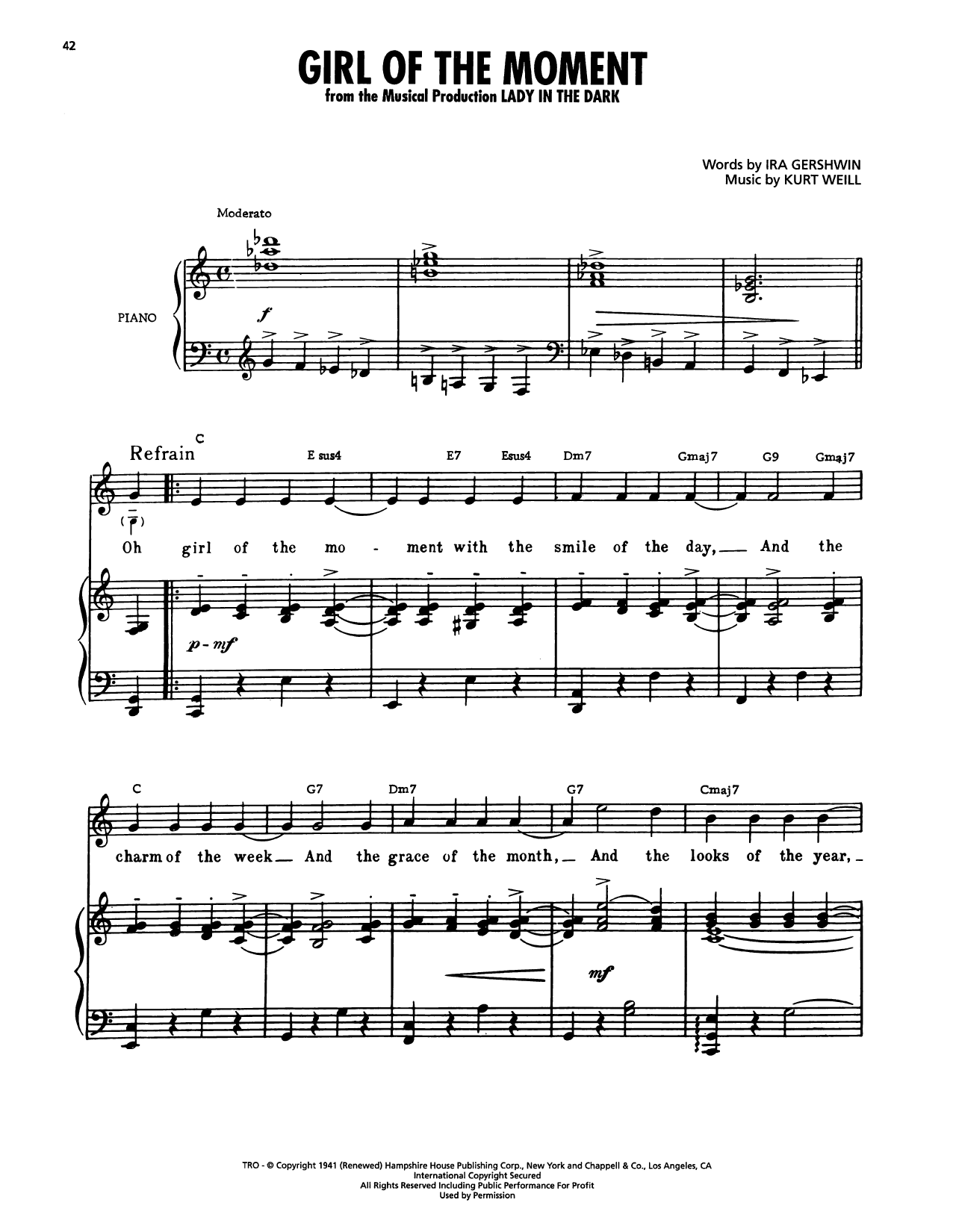 Produktgalerie: Seite 1 von 1 Girl Of The Moment (from Lady In The Dark), Ira Gershwin, Gesang, Gitarre, Klavier