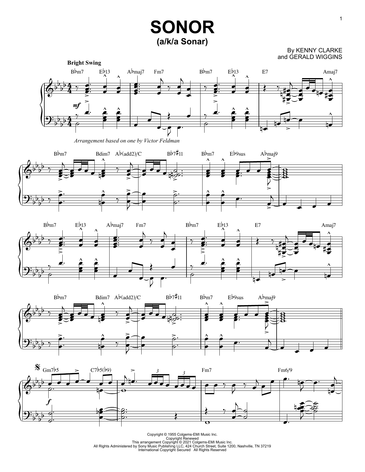 Produktbild zu: Sonor [Jazz version] (arr. Brent Edstrom)