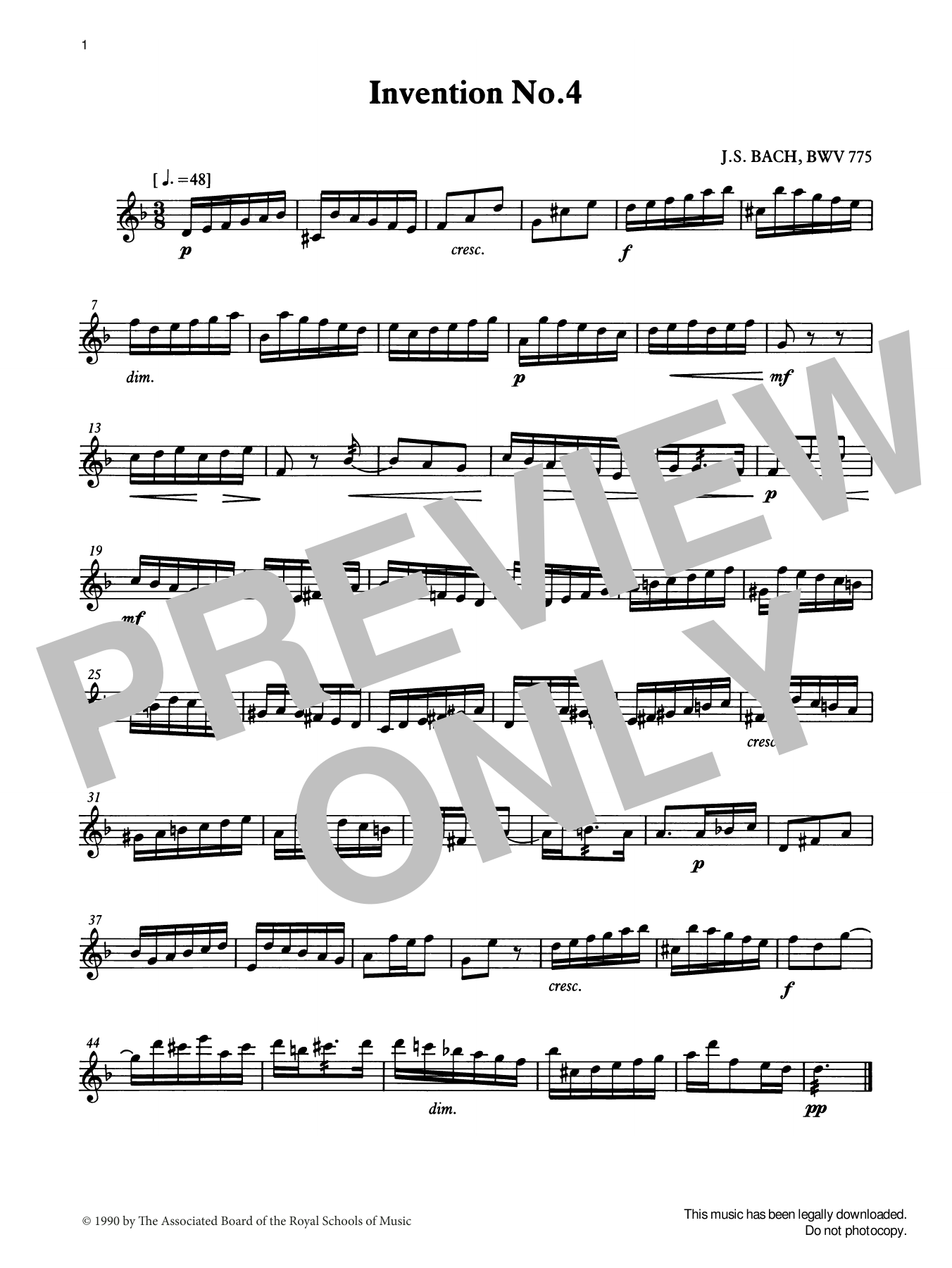 Product gallery: Page 1 of 1 Invention No.4 from Graded Music for Tuned Percussion, Book III, J. S. Bach