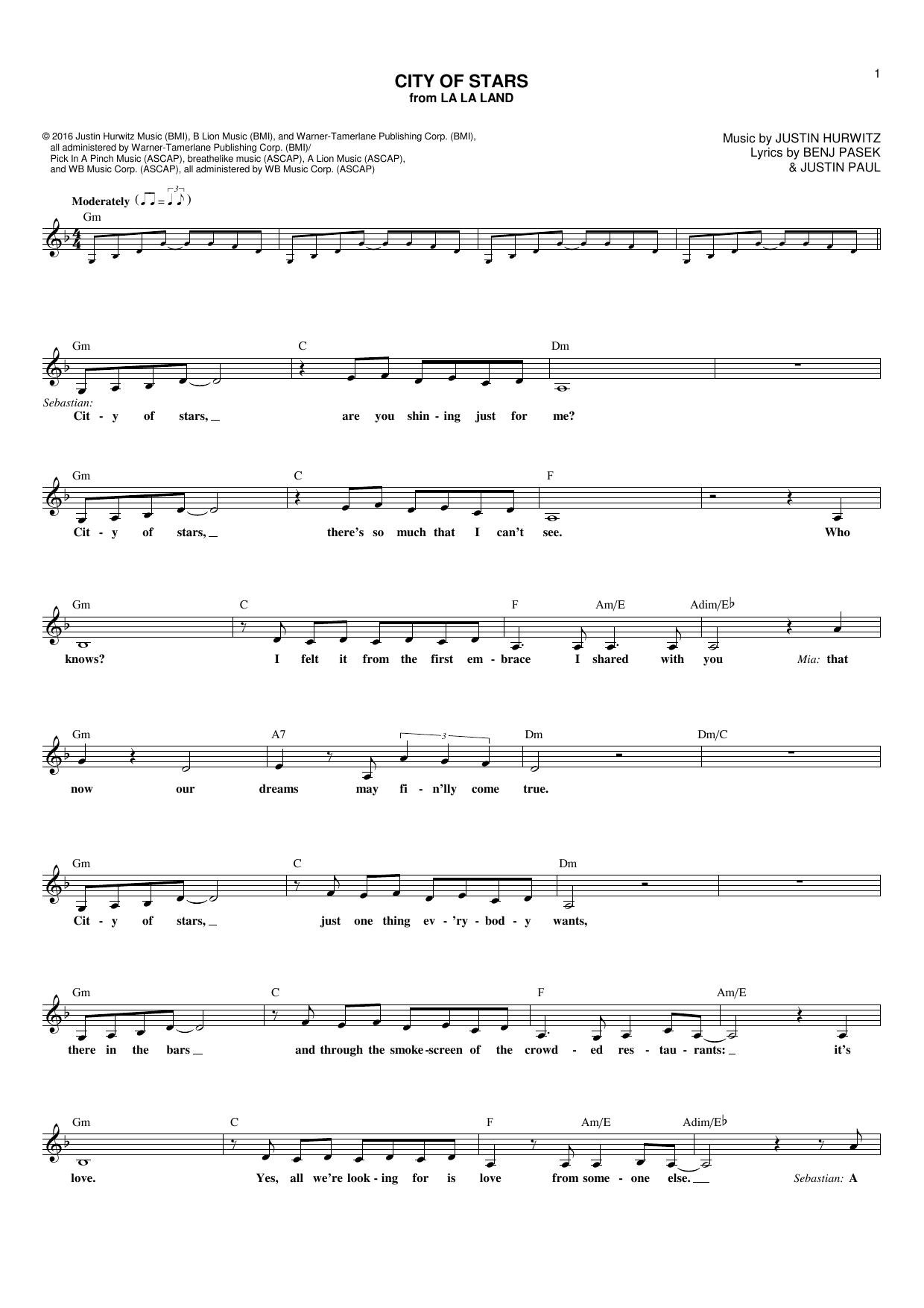 Produktbild zu: City Of Stars (from La La Land)