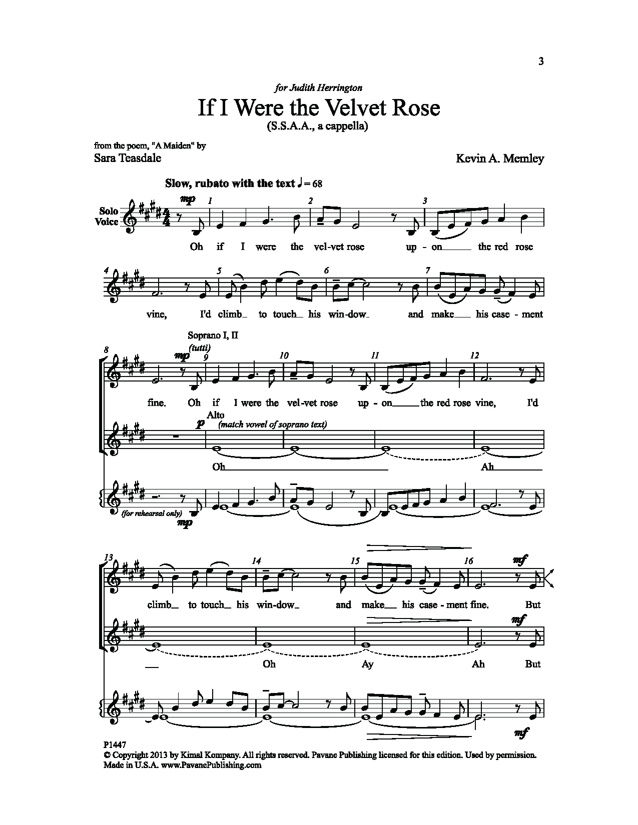 Produktgalerie: Seite 1 von 1 If I Were the Velvet Rose (of Love), Kevin A. Memley, Chor