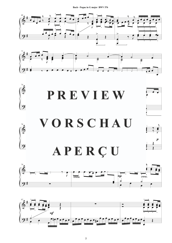 Produktgalerie: Seite 6 von 7 Fuge G-Dur BWV 576, , Klavier Solo