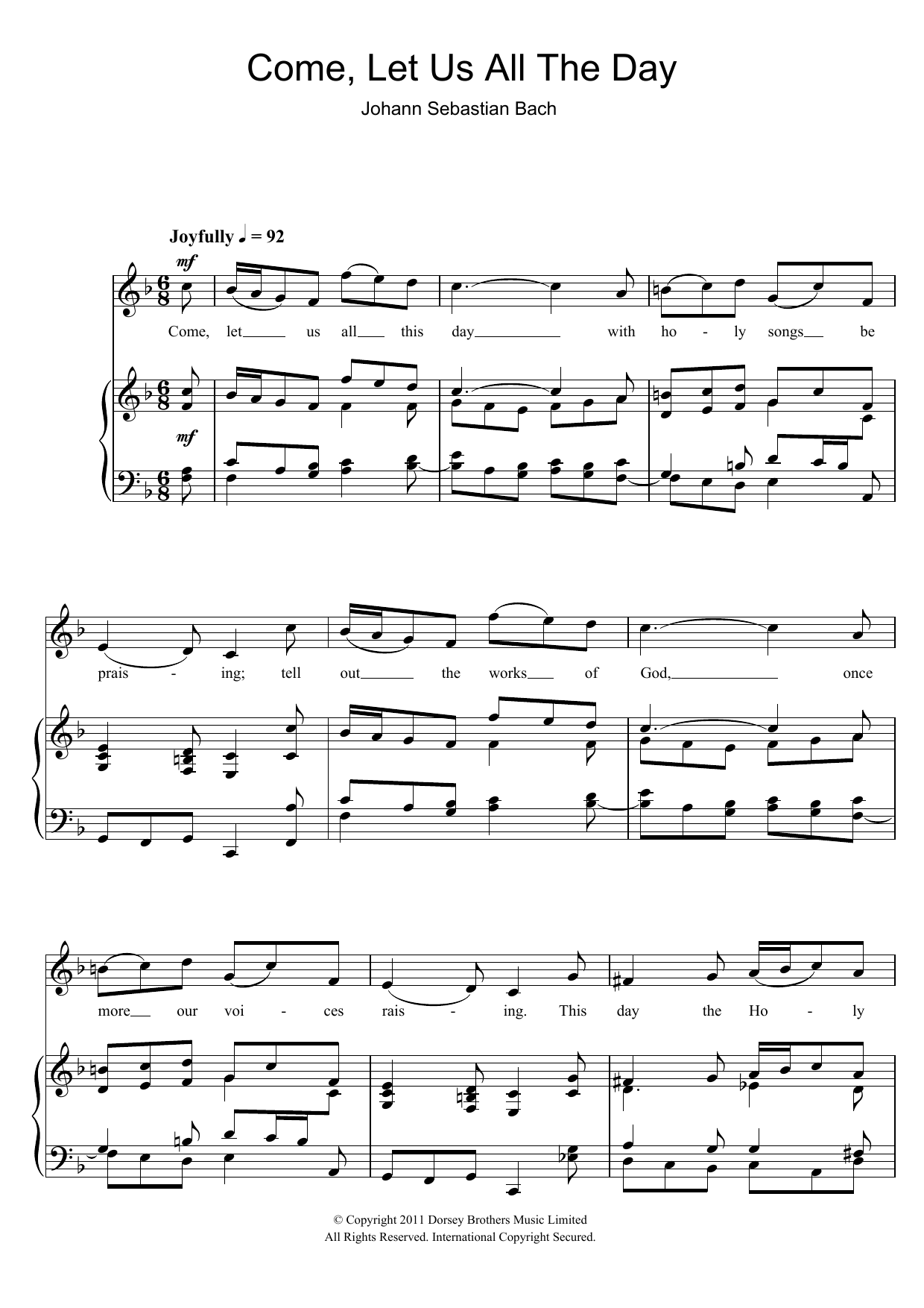 Produktgalerie: Seite 1 von 1 Come, Let Us All The Day, Johann Sebastian Bach, Gesang, Klavier