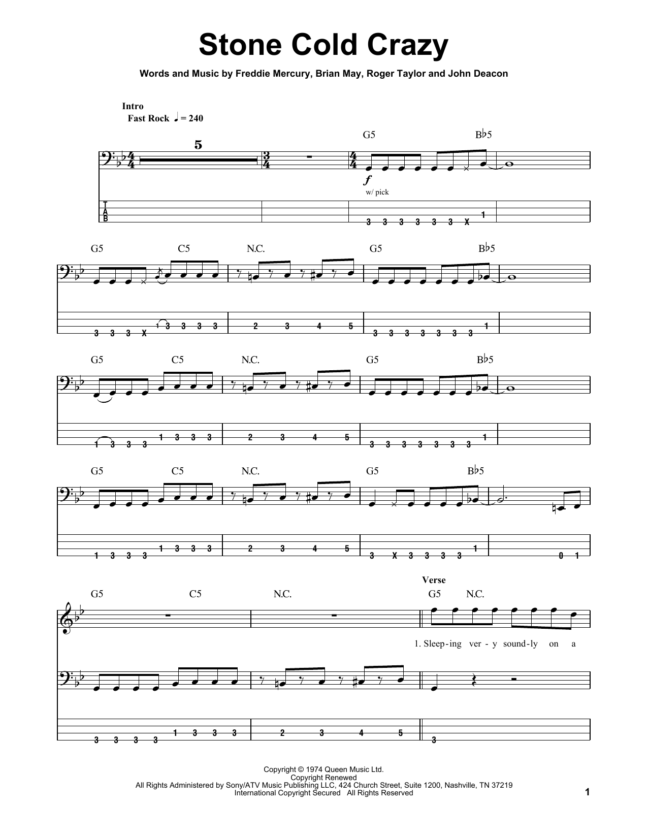 Produktgalerie: Seite 1 von 1 Stone Cold Crazy, Queen, E-Bass