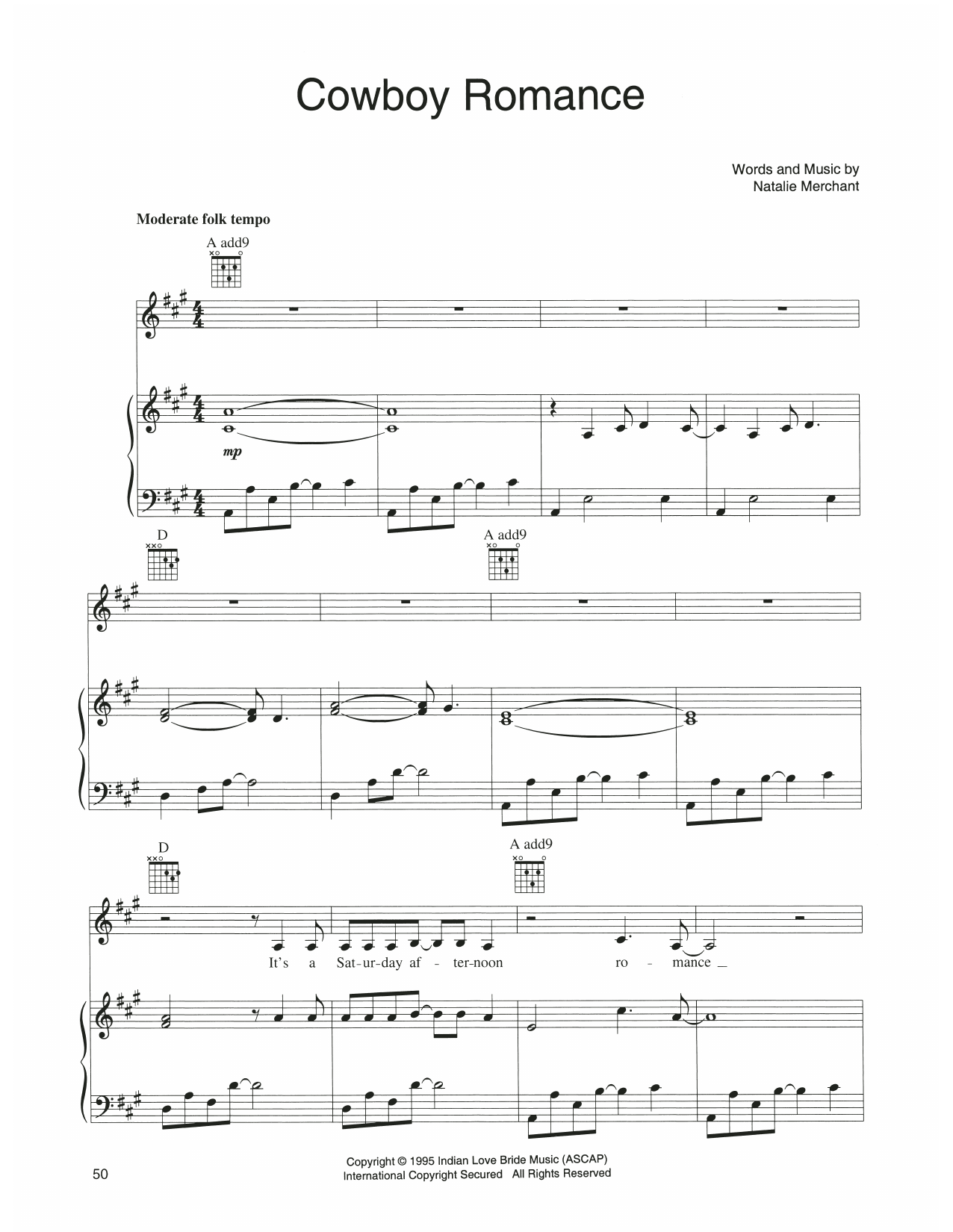 Produktgalerie: Seite 1 von 1 Cowboy Romance, Natalie Merchant, Gesang, Gitarre, Klavier