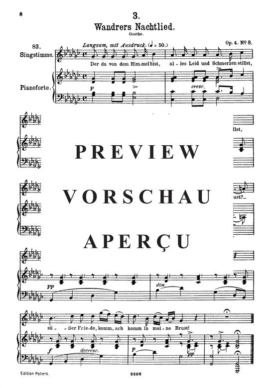 Product picture to: Wandrers Nachtlied D.224, Der du von dem Himmel bistFranz Schubert