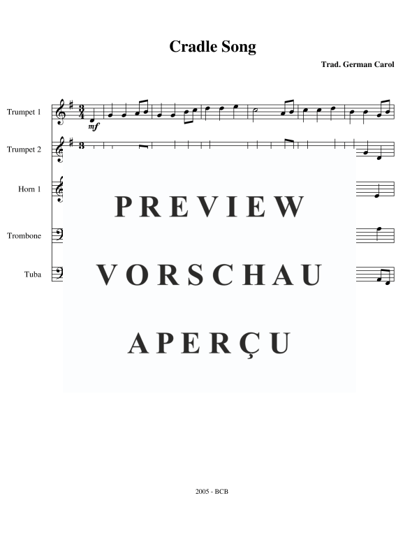 Produktgalerie: Seite 3 von 11 Cradle Song, , Blechbläser Quintett