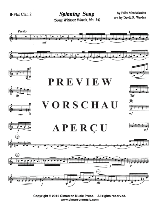 Product gallery: Page 22 of 22 Spinnerlied (Lieder ohne Worte) , ,  op. 67 No. 4 (Solo part in Bb + Concert Band)