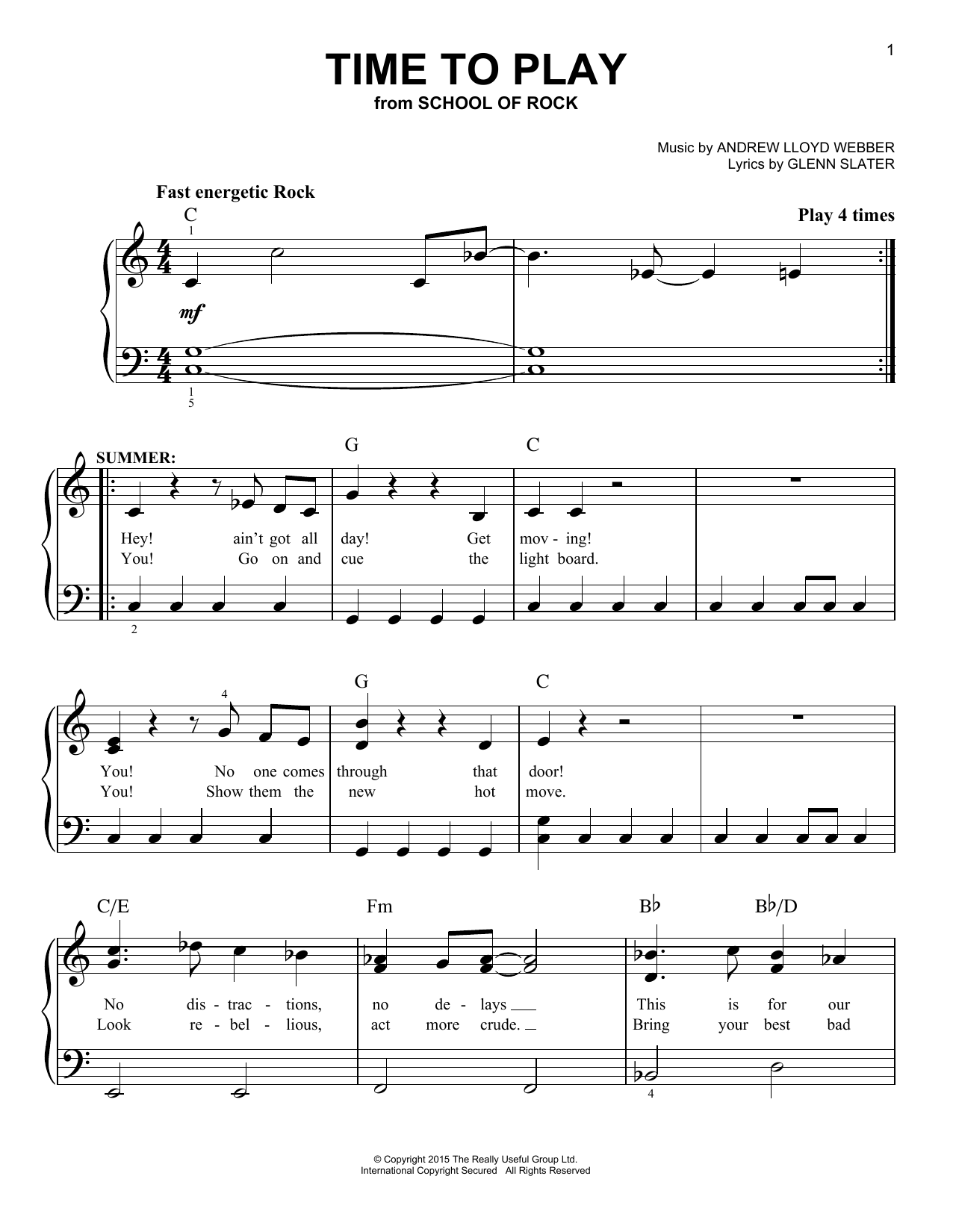 Produktbild zu: Time To Play (from School of Rock: The Musical)
