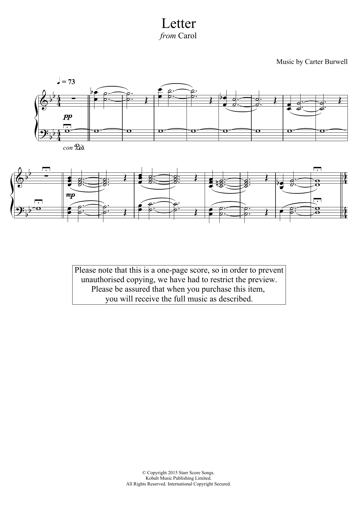 Product gallery: Page 1 of 1 The Letter (from 'Carol'), Carter Burwell
