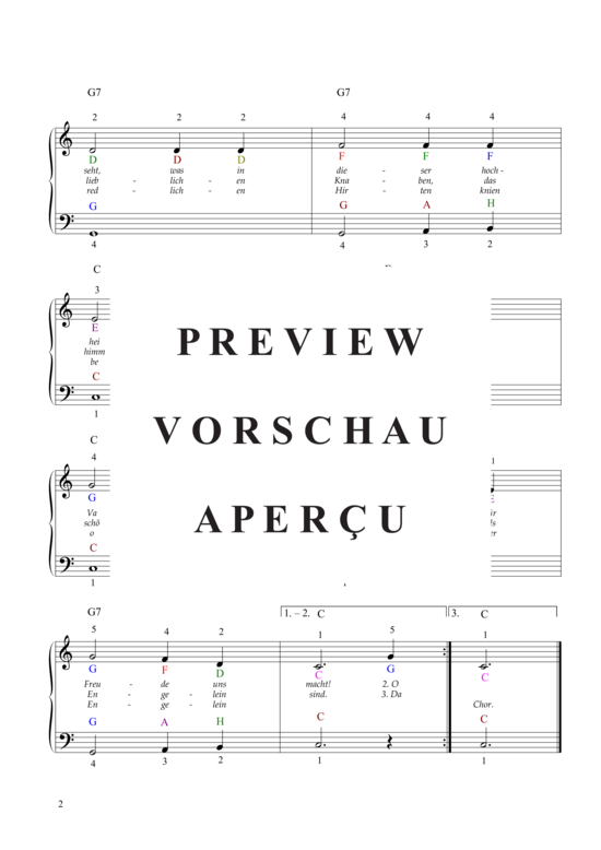 gallery: Ihr Kinderlein, kommet (Piano / Keyboard) , ,  (3 Strophen mit Notennamen und Fingersatz Level 1)