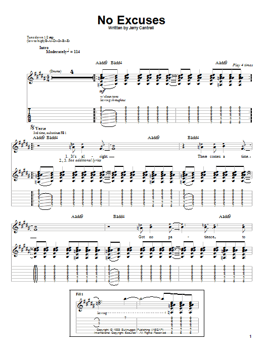 Produktgalerie: Seite 1 von 1 No Excuses, Alice In Chains, Gitarre