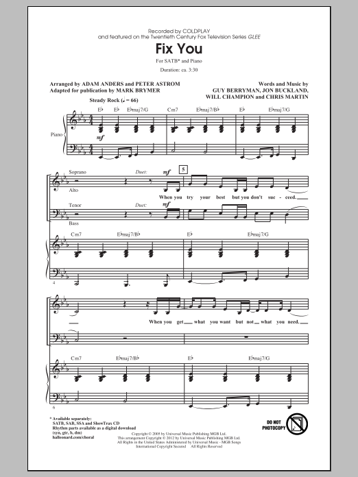 Produktgalerie: Seite 1 von 1 Fix You, Glee Cast, Chor