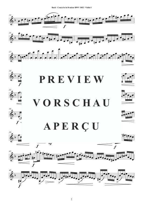 Product gallery: Page 3 of 11 Concerto in D-Moll BWV 1052, , String Quartet - Individual Parts