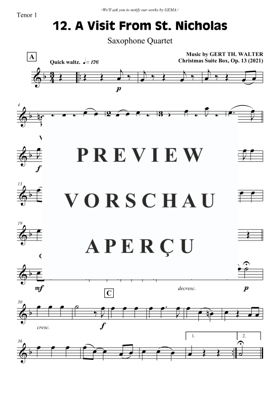 Produktgalerie: Seite 8 von 10 A Visit From St. Nicholas, , Saxophon Quartett S/A A T B/T