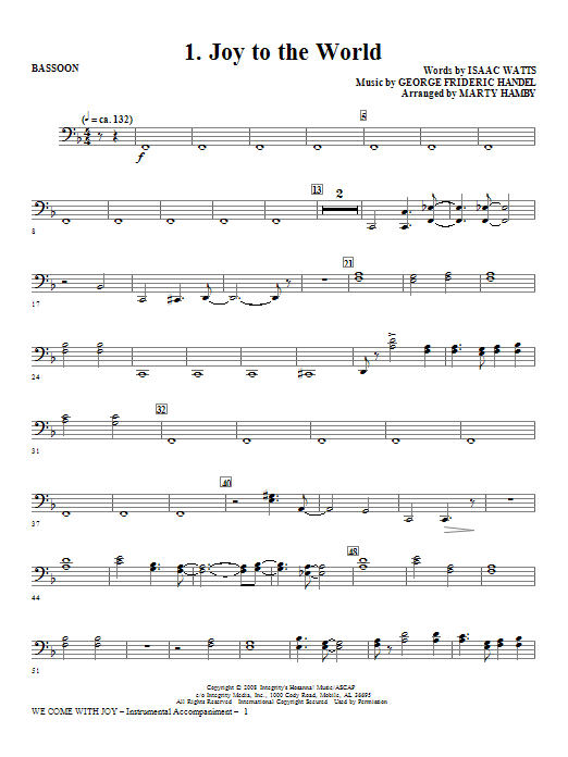 Product gallery: Page 1 of 1 We Come With Joy Orchestration - Bassoon, Marty Hamby