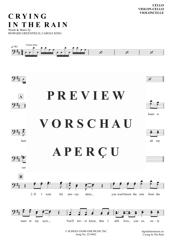 Produktgalerie: Seite 2 von 4 Crying In The Rain, A-Ha, (Violoncello)