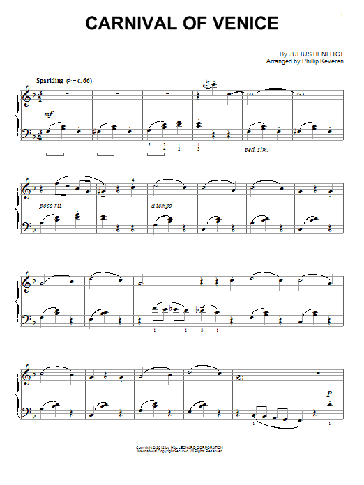 Product gallery: Page 1 of 1 Carnival Of Venice (arr. Phillip Keveren), Julius Benedict