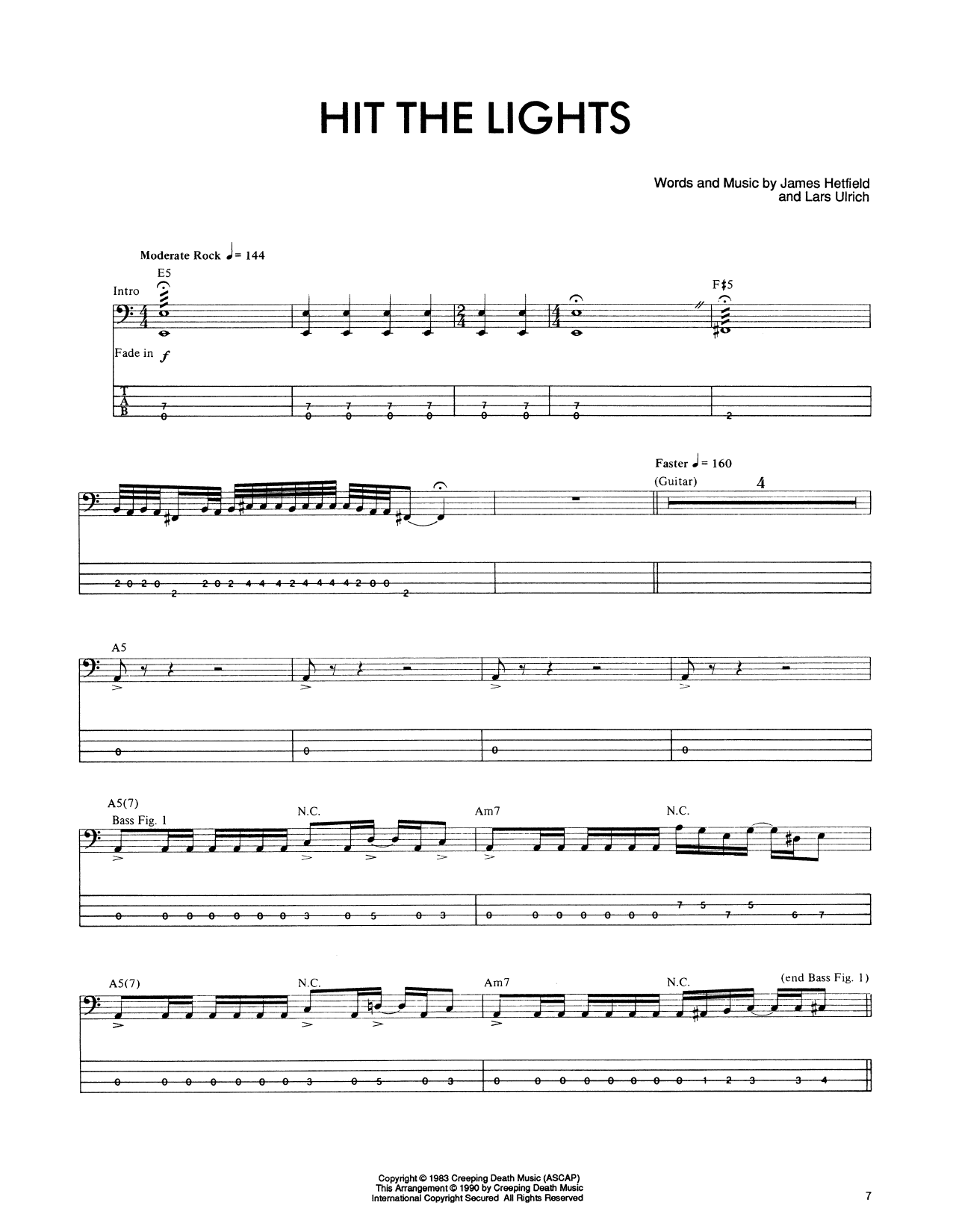 Produktgalerie: Seite 1 von 1 Hit The Lights, Metallica, E-Bass